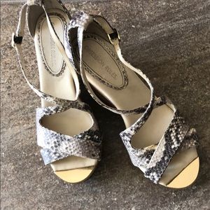 Snakeskin wedges